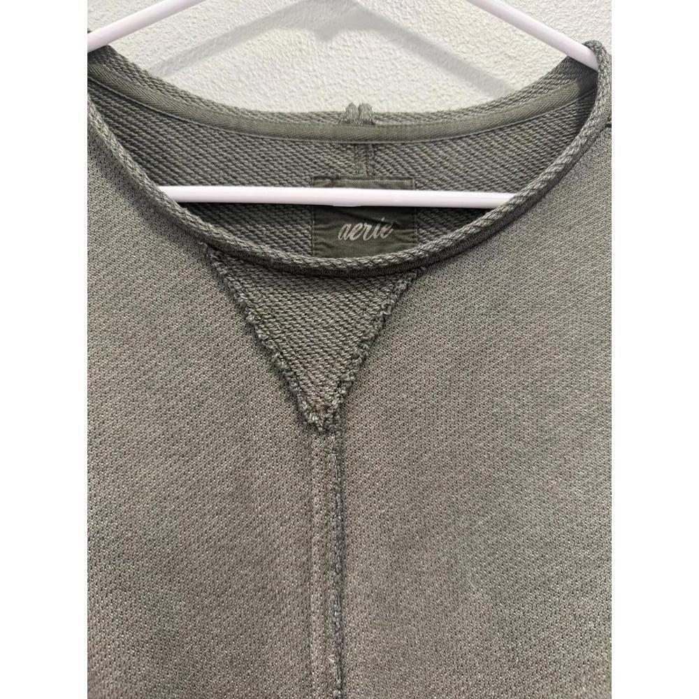 Aerie Olive Green Cropped Crewneck Sweatshirt - Picture 3 of 5